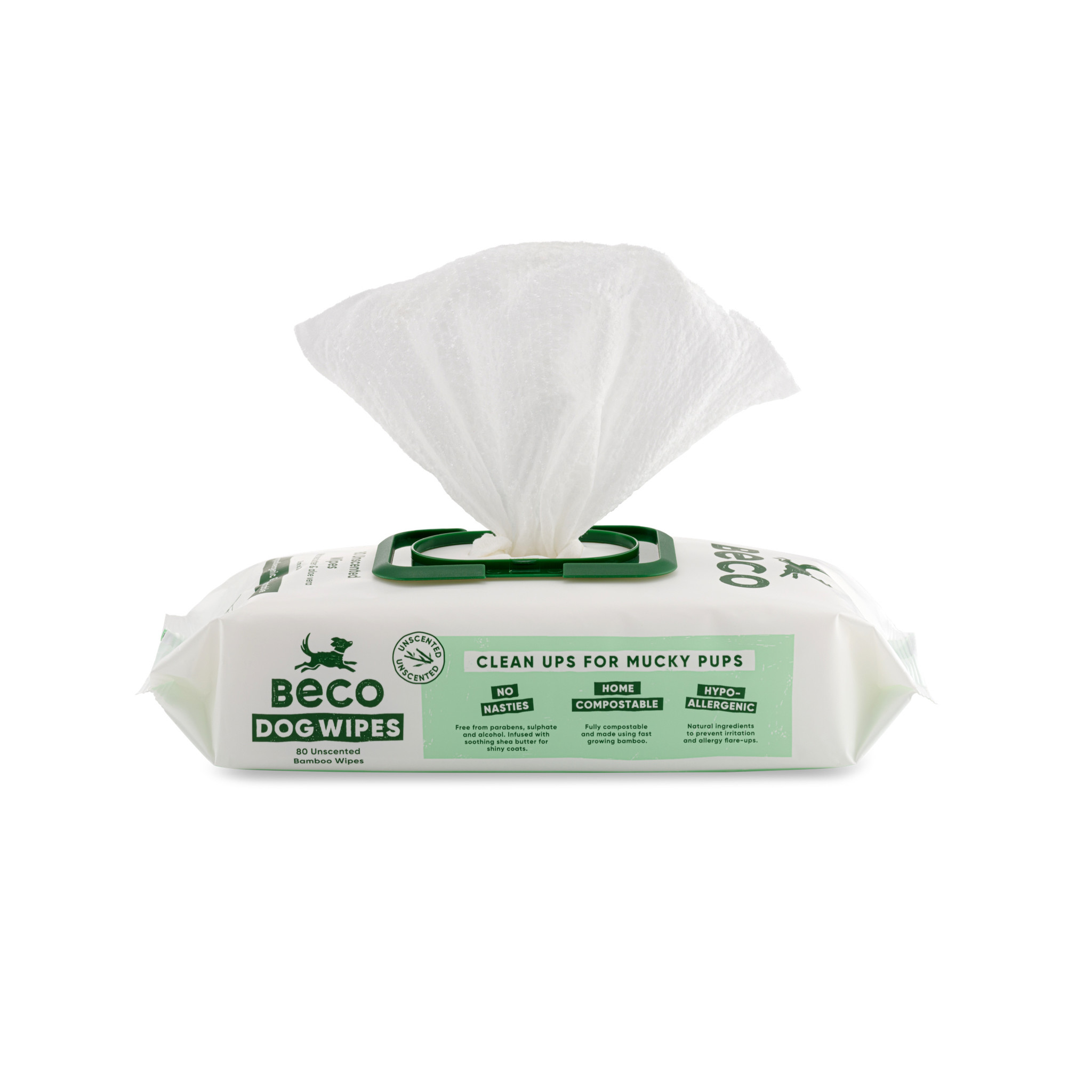 Beco honden doekjes bamboo 80 stuks – geurloos, shea & aloë vera