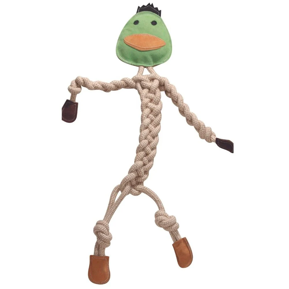 Hugglehounds® hondenspeeltje rope knotties™ eend l/xl – sterk & natuurlijke materialen