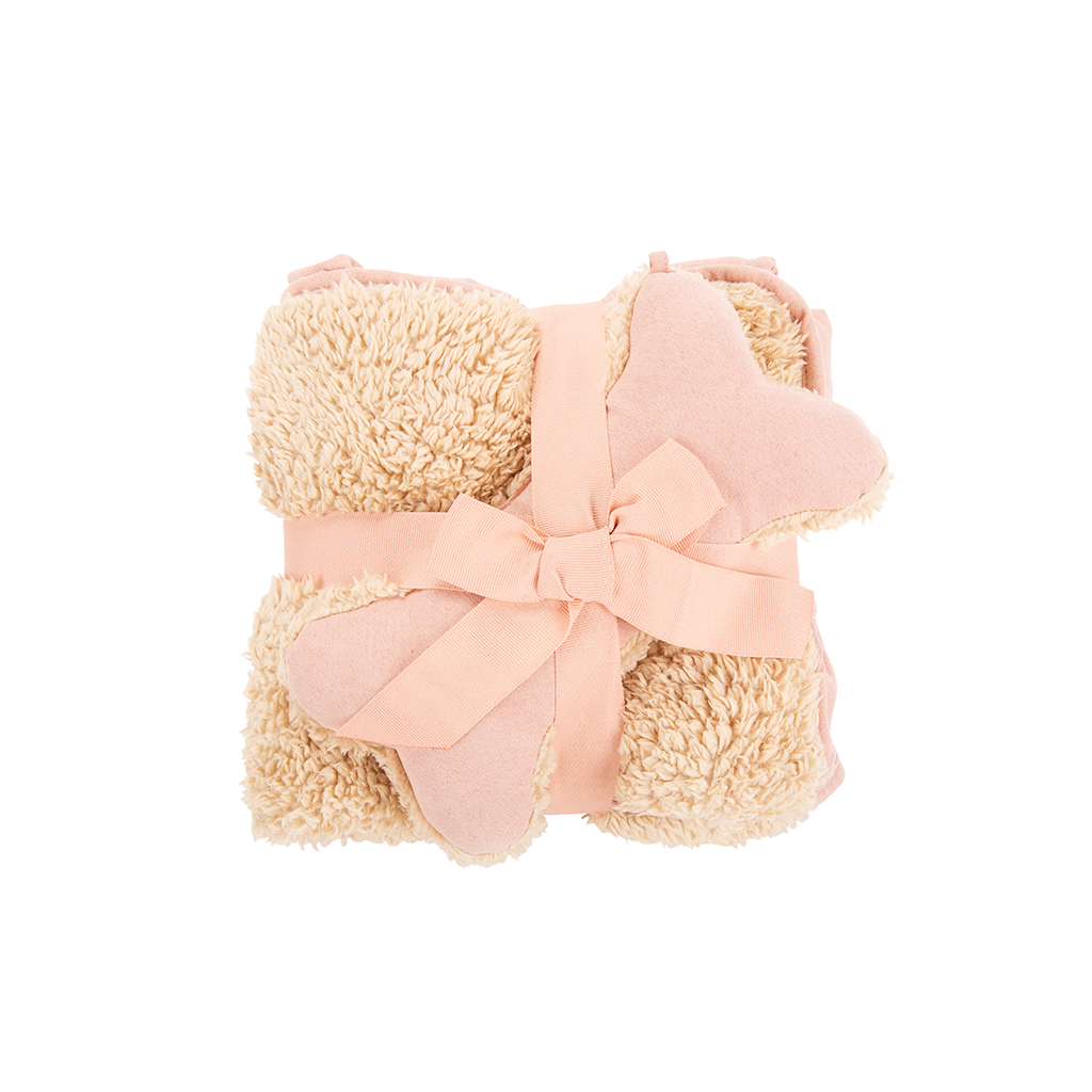 Scruffs cosy blanket & toy gift set | blush pink deken & bot
