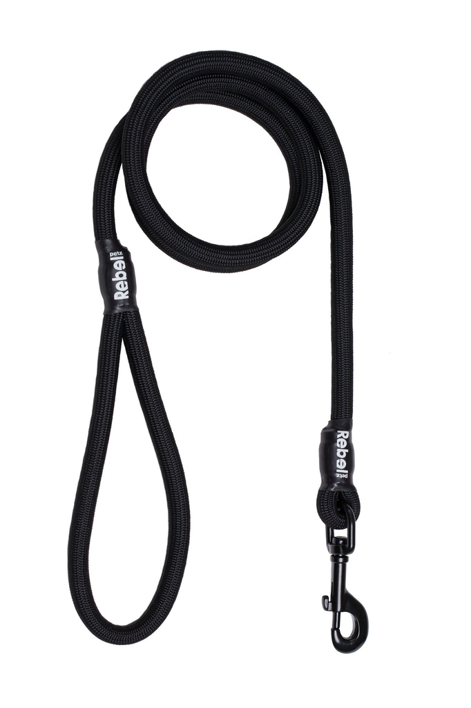 Rebel petz basic leash | zwart, large (12 mm x 140 cm)