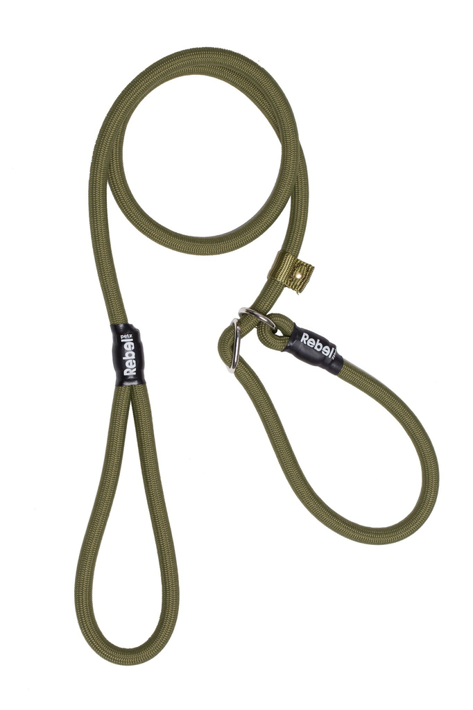 Rebel petz training leash | leger groen, large 12mm x 140cm