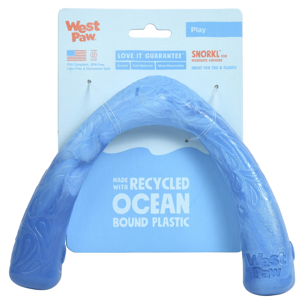 West paw seaflex snorkl™ | surf blauw speelgoed voor honden