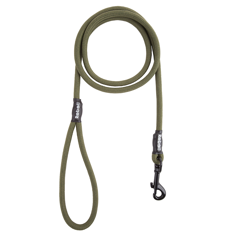 Rebel petz basic leash | leger groen, maat small - 8 mm x 140 cm