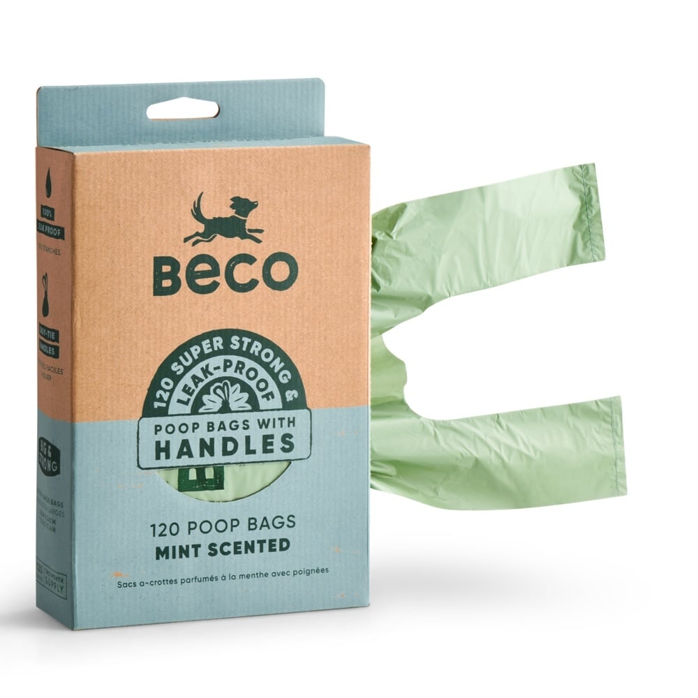 Beco poop bags recycled | mint scented met handvaten (120)