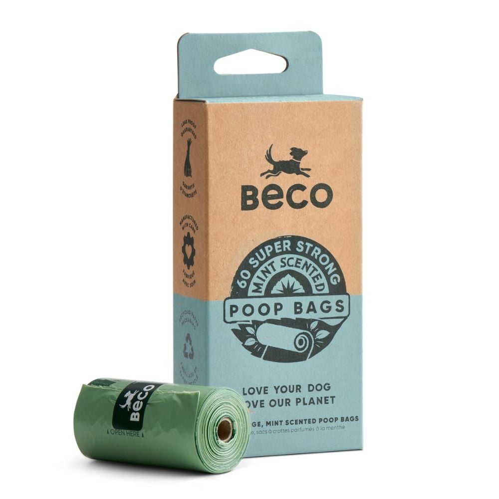 Beco poop bags recycled - mint scented | travel pack 60 (4x15)