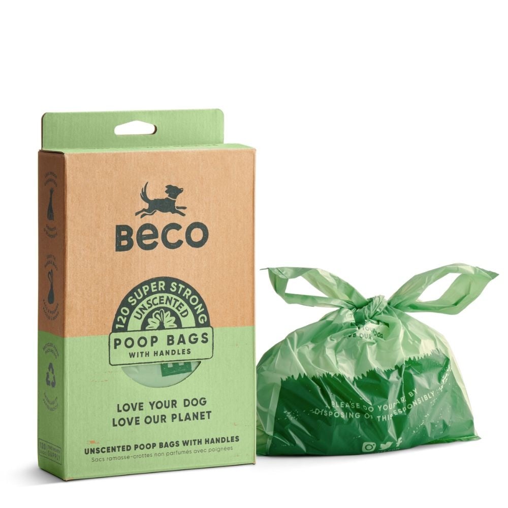 Beco poop bags recycled | unscented met handvatten (120)