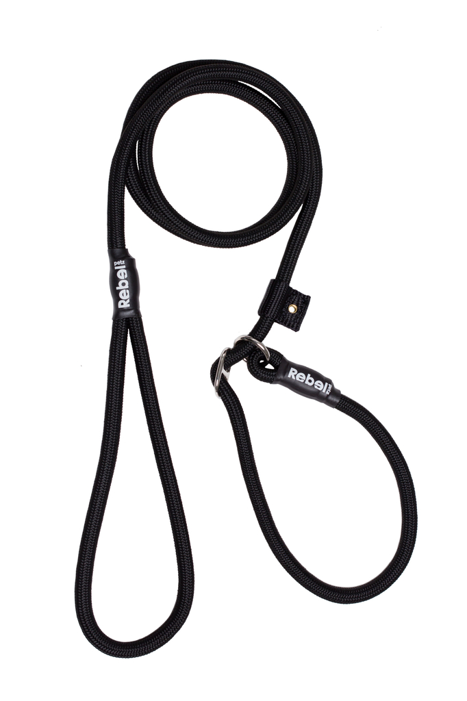 Rebel petz training leash | zwart, small - 8 mm x 140 cm