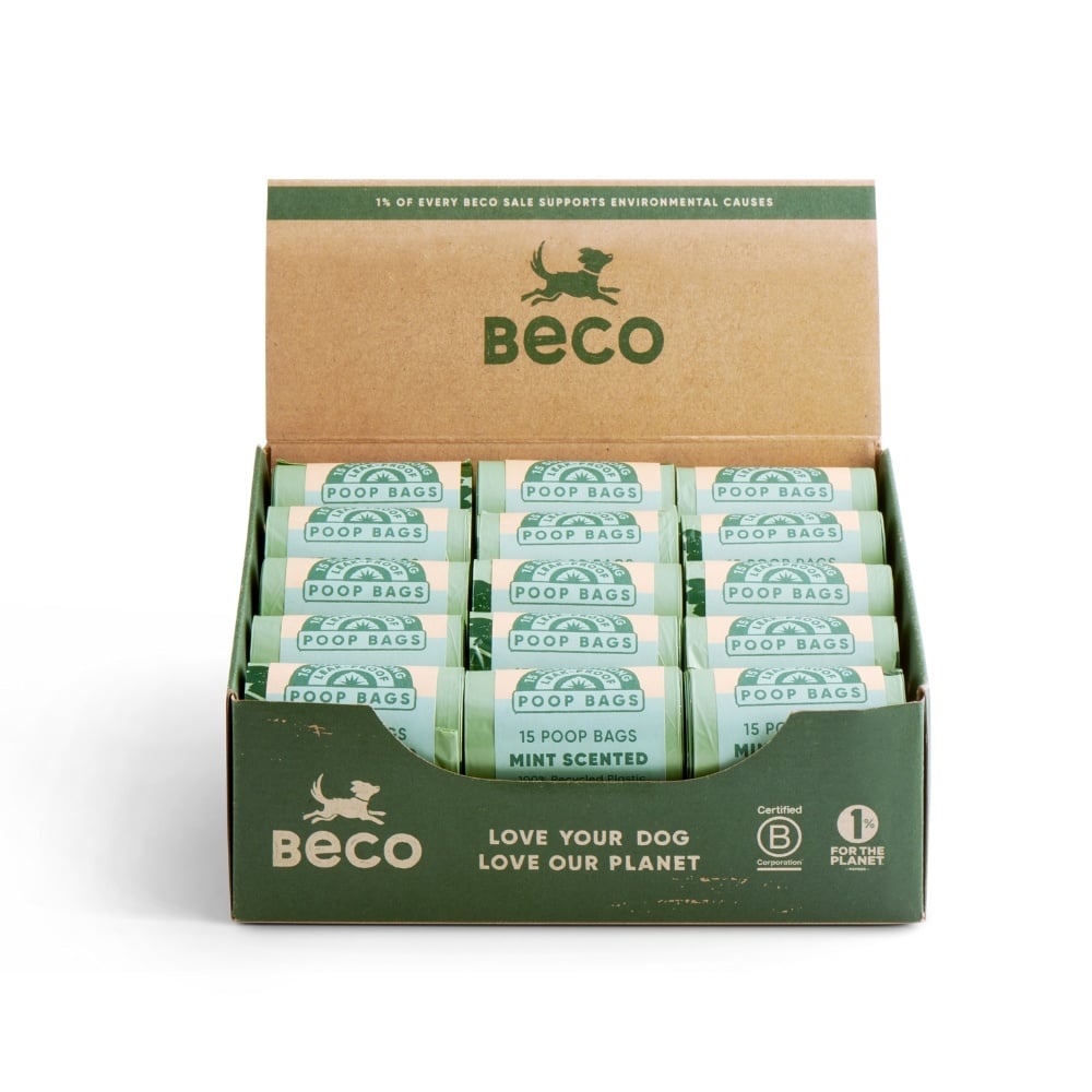 Beco poop bags recycled mint scented display