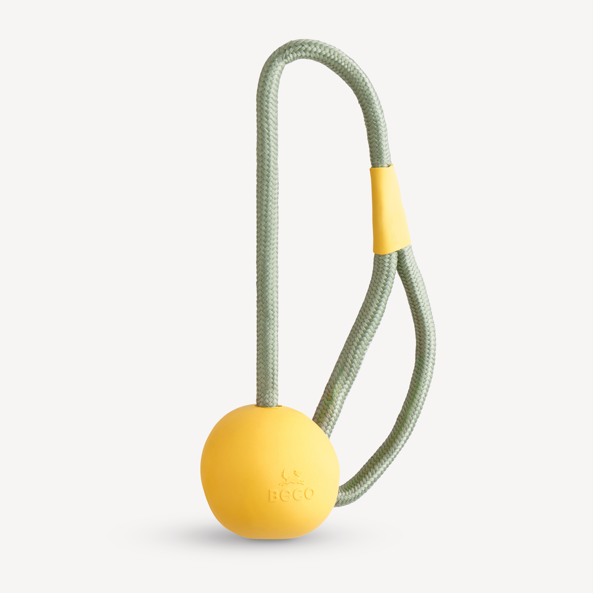 Beco slinger ball geel – natuurlijk rubber met gerecycled touw