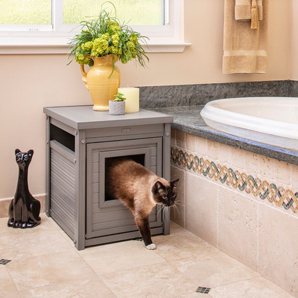 New age pet litter loo | kattentoilet en bijzettafel, gray