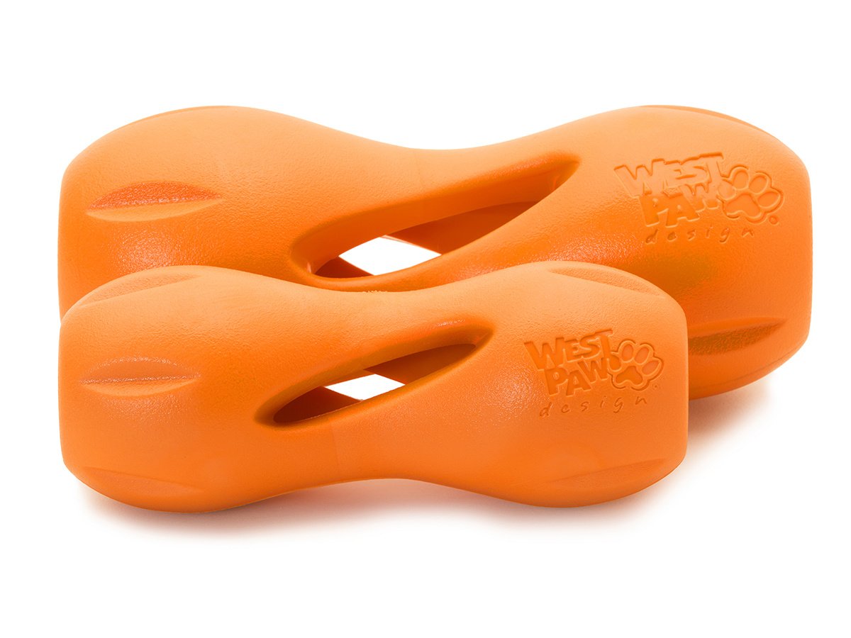 West paw honden speelgoed zogoflex qwizl s - 14 cm – tangerine oranje