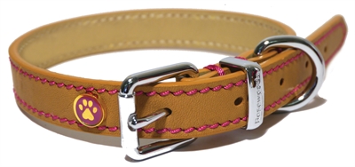 Zzzluxury leather halsband hond leer luxe zand