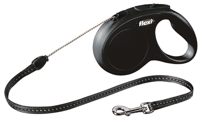 Flexi rollijn classic cord | zwart s 5 mtr