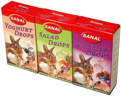 Sanal knaagdier drops 3-pack | yogurt, salad, wild berry 3x45g