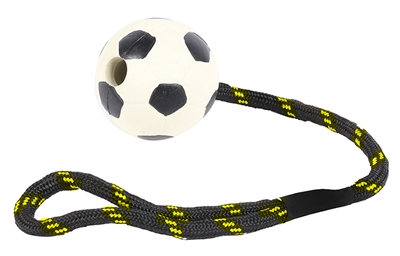Happy pet werptouw met voetbal rubber | 37,5x6,5x6,5 cm
