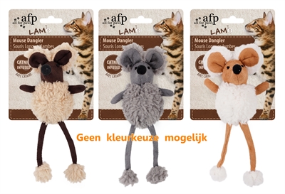 Afp mouse dangler | lamwol met catnip assorti 16 cm
