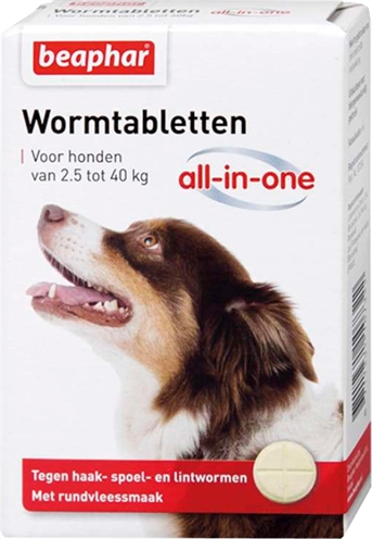 Beaphar wormtablet all-in-one hond | 2,5-40 kg, 4 tbl