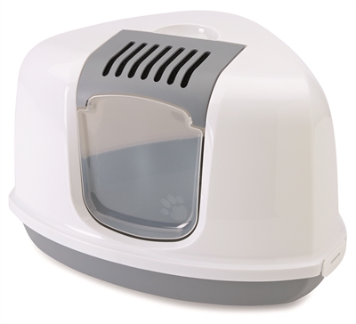 Savic hoek kattenbak nestor grijs/wit | 58,5x45,5x40 cm