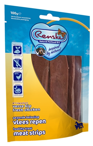 Renske gezonde beloning vlees strip kip | 100 gr