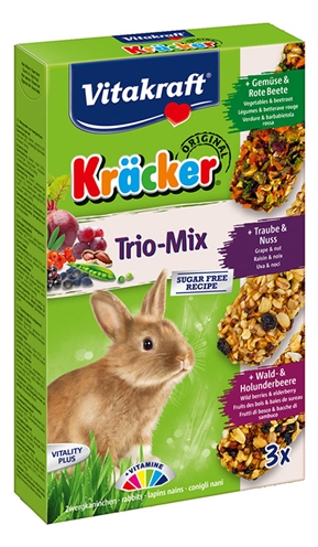 Vitakraft dwerkkonijn krackers 3-in-1 | noot, bosvruchten, groenten