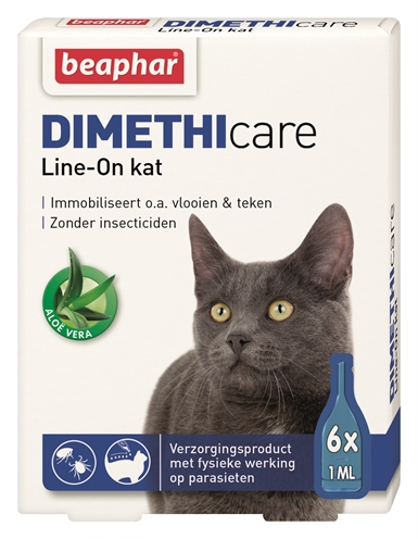 Beaphar dimethicare line-on kat 6 pip 1 ml | tegen vlooien en teken