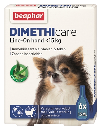 Beaphar dimethicare line-on hond <15 kg | 6 pip 1,5 ml tegen vlooien en teken