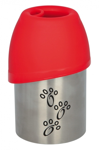 Trixie drinkfles rvs met plastic drinkbakje assorti | 300 ml 3st