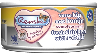 Renske vers vlees maaltijd kat verse kip met konijn paté