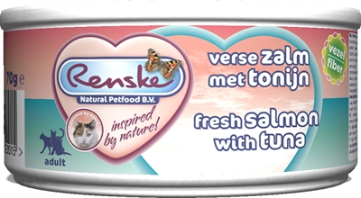 Renske vers vlees maaltijd kat verse tonijn met zalm vezels graanvrij