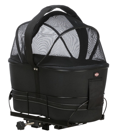 Trixie fietmand achterop | zwart met kussen en kap 29x42x48 cm