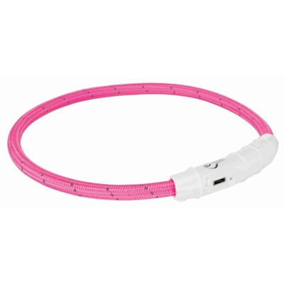 Trixie lichtgevende halsband hond | roze 65x0,7 cm tpu/nylon