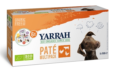 Yarrah dog organic multipack pate | kalkoen / kip / rund 6x150gr