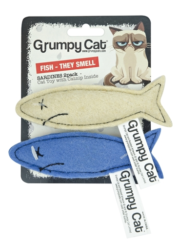 Grumpy cat sardines met catnip | 2 stuks 7 cm