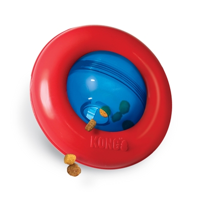 Kong gyro voerbal small | rood / blauw 12,5x12,5x7,5 cm