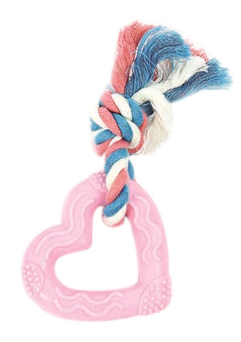 Little rascals bijt hart roze / blauw / wit | 15x7x2 cm