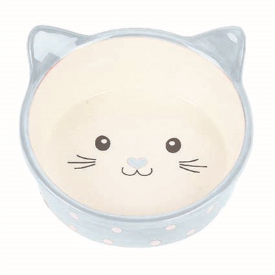 Happy pet voerbak kat polka blauw / crème | 300 ml