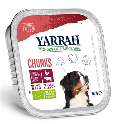 Yarrah dog alu brokjes kip en rund met peterselie in saus graanvrij