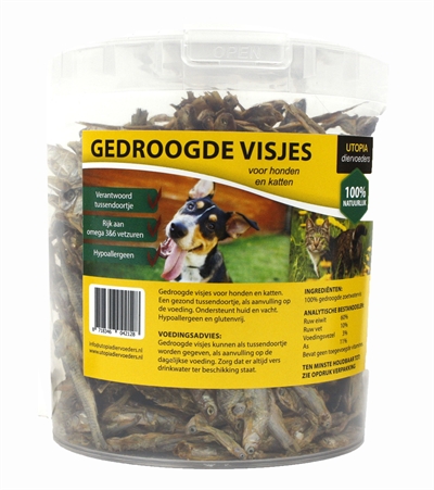 Utopia gedroogde visjes voor hond en kat | 1,2 ltr