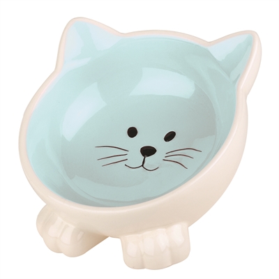 Happy pet voerbak kat orb blauw / crème | kattenvoerbak