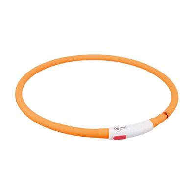 Trixie verlichte halsband hond | siliconen oplaadbaar oranje 70x1 cm