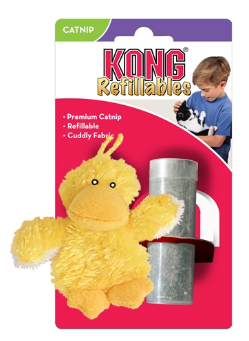 Kong kat pluche eend geel | 9x5x5,5 cm catnip