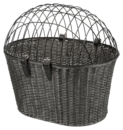 Trixie stuur fietmand met draadkap | antraciet 44x41x34 cm