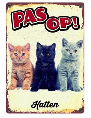 Plenty gifts waakbord blik katten | 15x21 cm