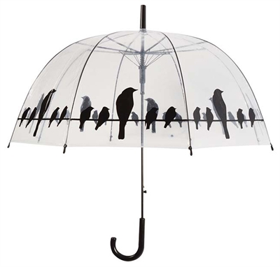 Merkloos paraplu vogels op draad transparant/zwart | 81,5 cm