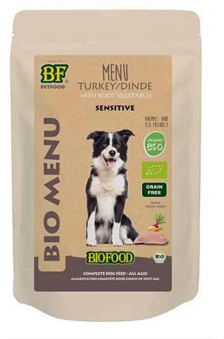 Bf petfood organic hond kalkoen menu pouch | 15x150 gr