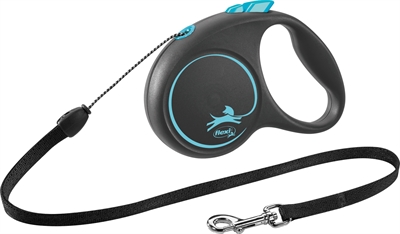 Flexi rollijn black design cord blauw | s 5 mtr tot 12 kg