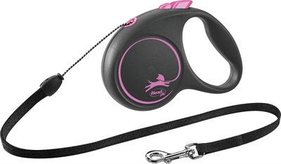 Flexi rollijn black design cord roze | s 5 mtr tot 12 kg
