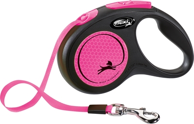 Flexi rollijn new classic neon tape zwart/roze | s 5 mtr