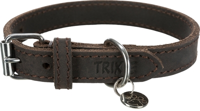 Trixie halsband hond rustic vetleer donkerbruin | 27-34x1,8 cm