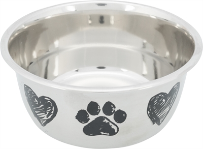 Trixie voerbak hond - hart & pootje 1 ltr 15 cm | gepoedercoat
